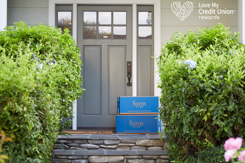 Sam's Club boxes on porch. 