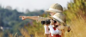 children with binoculars